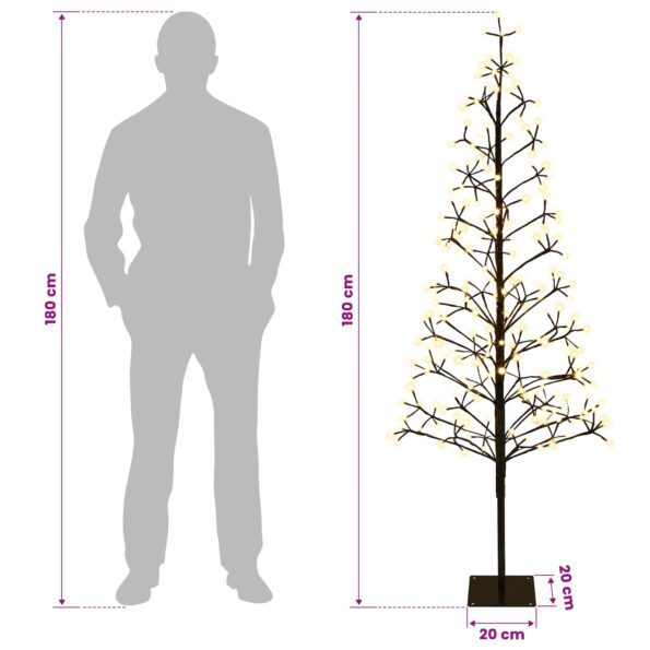 vidaXL LED vianočný stromček Čierna 20 x 20 x 180 cm Oceľ 196 LED – Obrázok 7