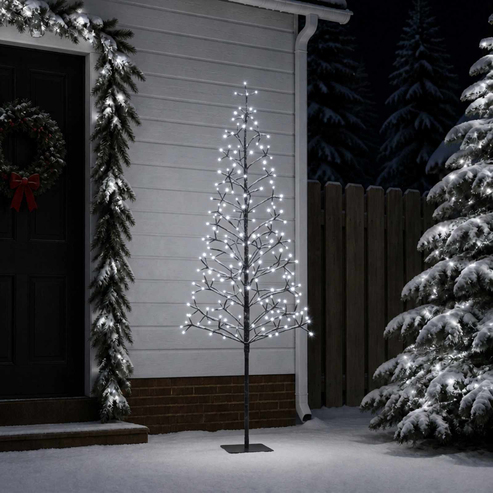 42055310_1.jpg vidaXL LED vianočný stromček Čierna 180 cm Oceľ 196 LED – Obrázok 1