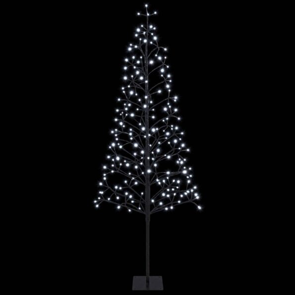 vidaXL LED vianočný stromček Čierna 180 cm Oceľ 196 LED – Obrázok 4