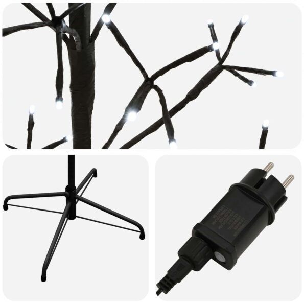 vidaXL LED vianočný stromček Čierna 180 cm Oceľ 196 LED – Obrázok 5