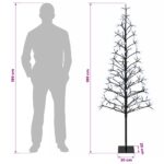 vidaXL LED vianočný stromček Čierna 180 cm Oceľ 196 LED – Obrázok 7