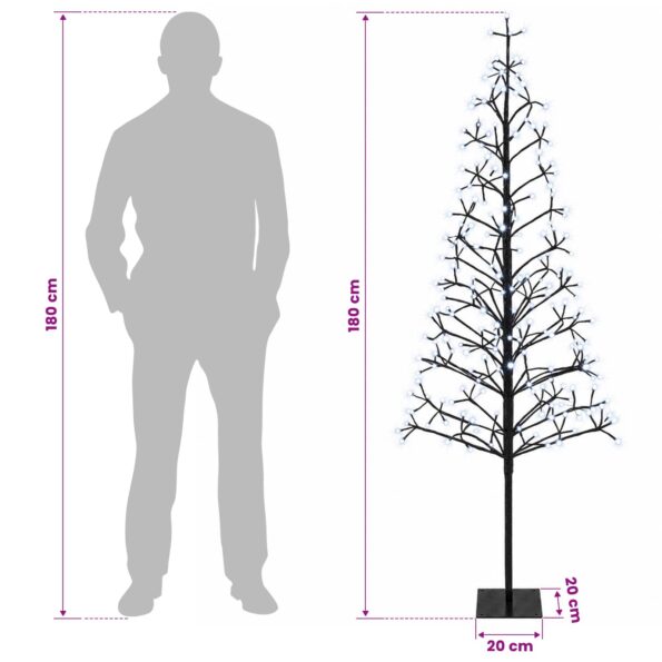 vidaXL LED vianočný stromček Čierna 180 cm Oceľ 196 LED – Obrázok 7