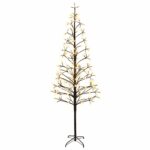 vidaXL LED vianočný stromček Čierna 47 x 210 cm Oceľ 228 LED – Obrázok 2