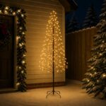 vidaXL LED vianočný stromček Čierna 47 x 210 cm Oceľ 228 LED – Obrázok 3