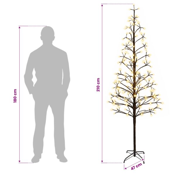 vidaXL LED vianočný stromček Čierna 47 x 210 cm Oceľ 228 LED – Obrázok 7