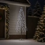 vidaXL LED vianočný stromček Čierna 47 x 210 cm Oceľ 228 LED