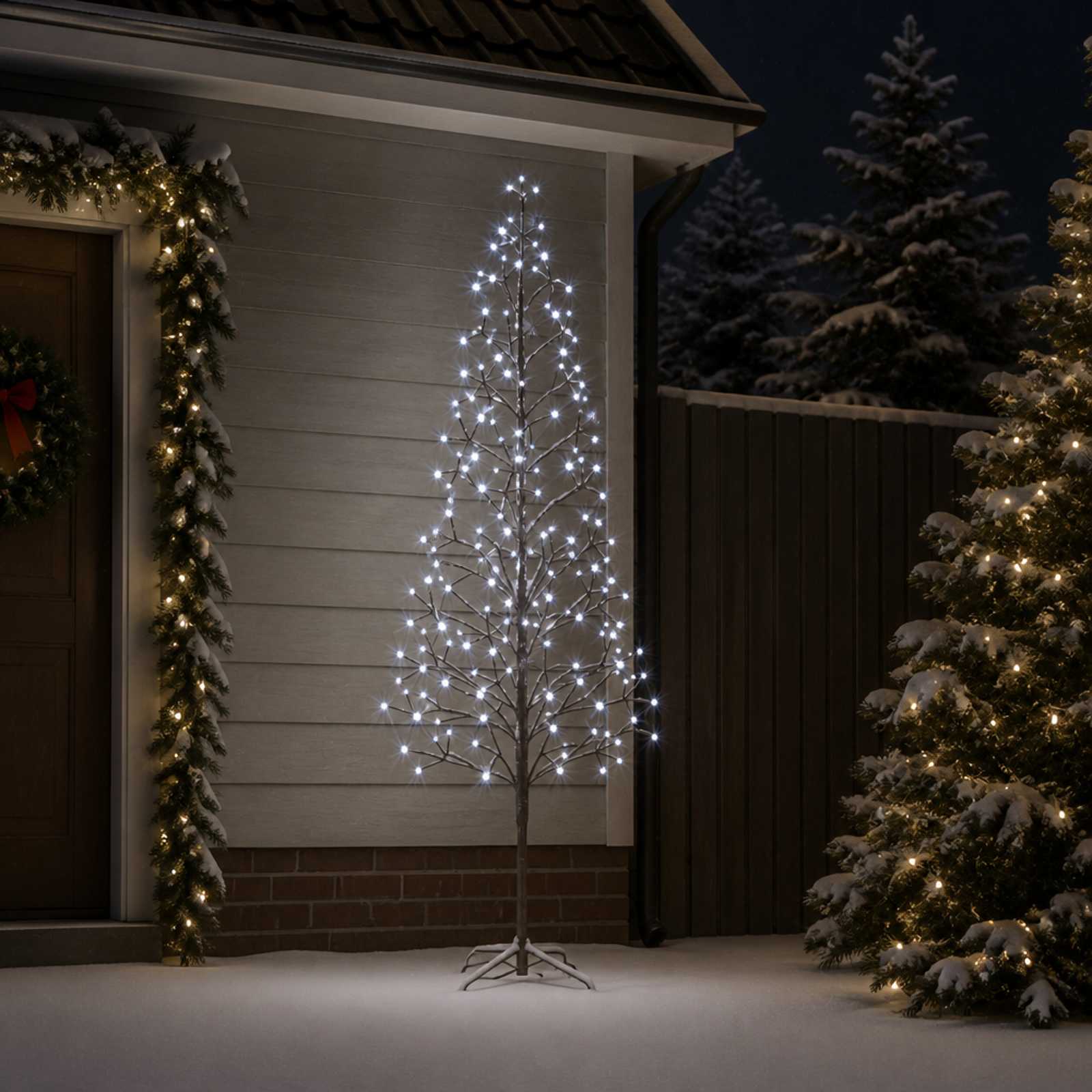 42055312_1.jpg vidaXL LED vianočný stromček Čierna 47 x 210 cm Oceľ 228 LED – Obrázok 1