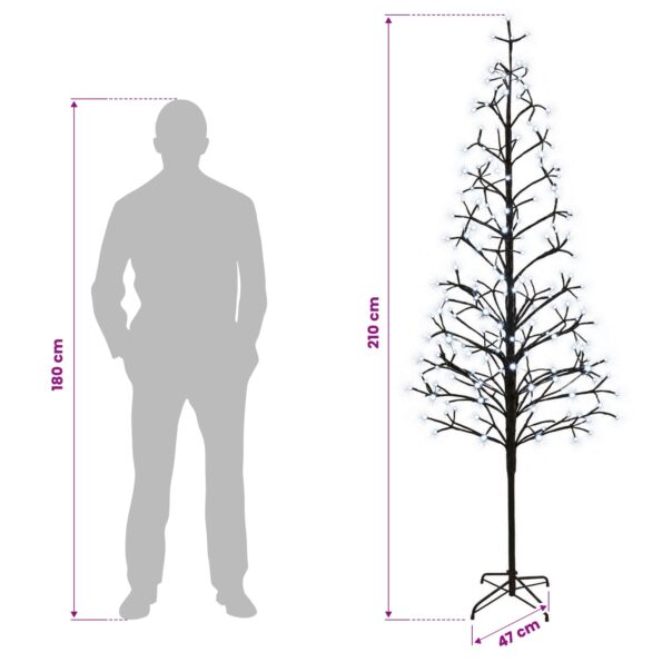 vidaXL LED vianočný stromček Čierna 47 x 210 cm Oceľ 228 LED – Obrázok 7