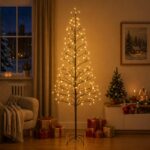 vidaXL LED vianočný stromček Čierna 240 cm Oceľ 268 LED – Obrázok 3