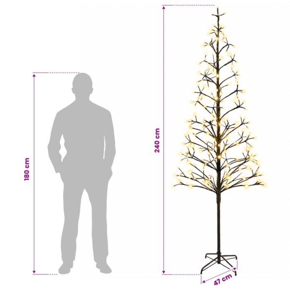 vidaXL LED vianočný stromček Čierna 240 cm Oceľ 268 LED – Obrázok 7