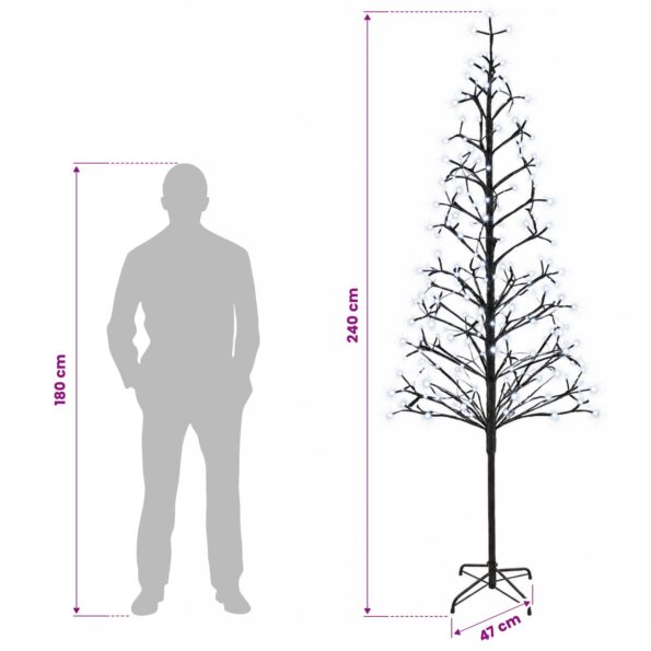 vidaXL LED vianočný stromček Čierna 47 x 240 cm Oceľ 268 LED – Obrázok 7