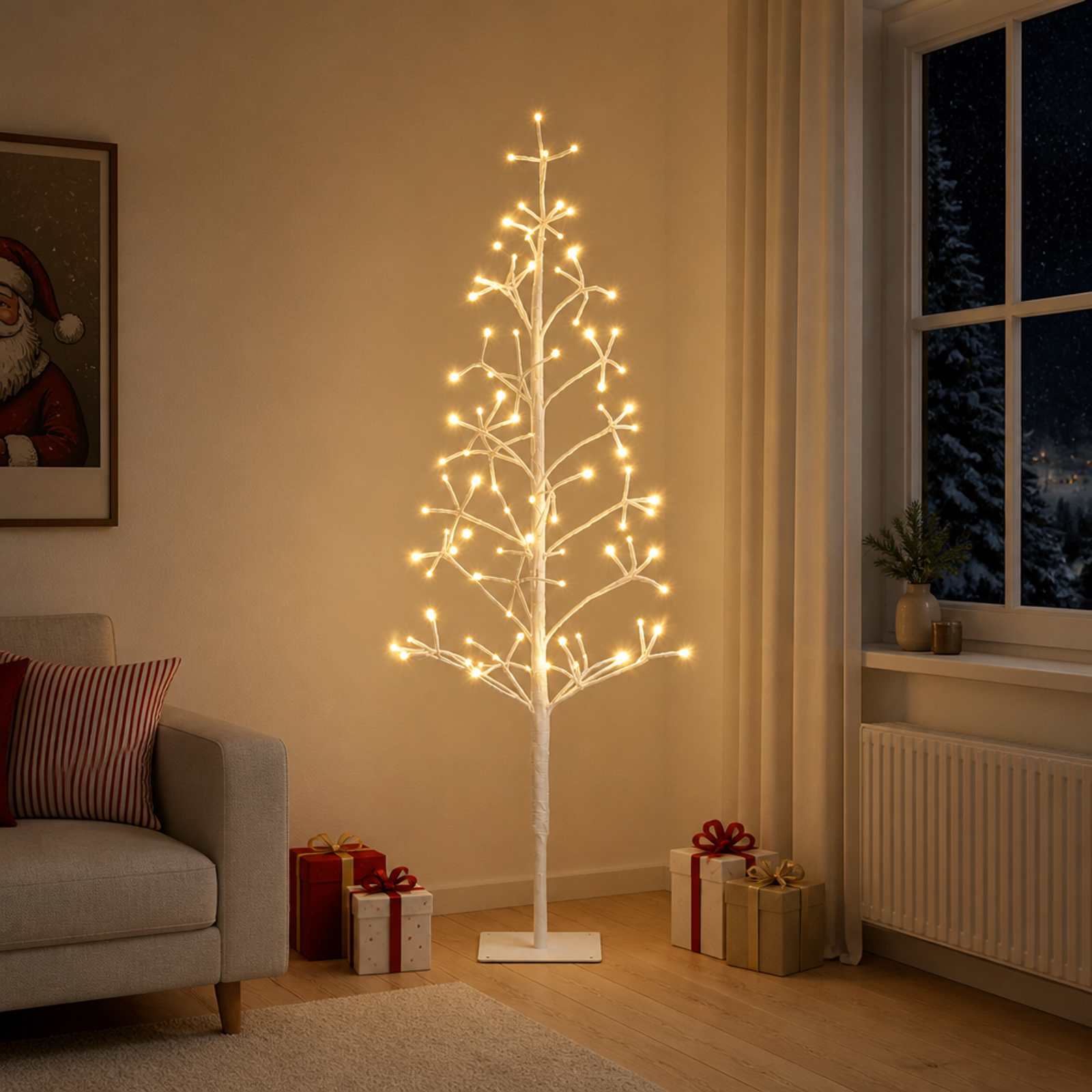42055317_1.jpg vidaXL LED vianočný stromček Biela 18 x 18 x 150 cm Oceľ 164 LED – Obrázok 1