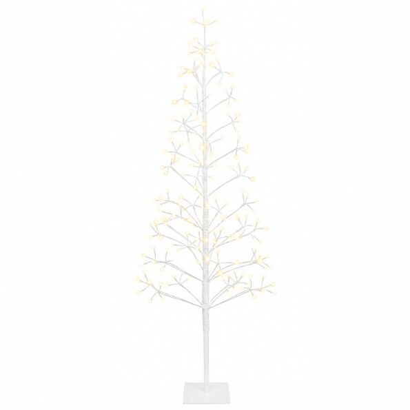 vidaXL LED vianočný stromček Biela 18 x 18 x 150 cm Oceľ 164 LED – Obrázok 2