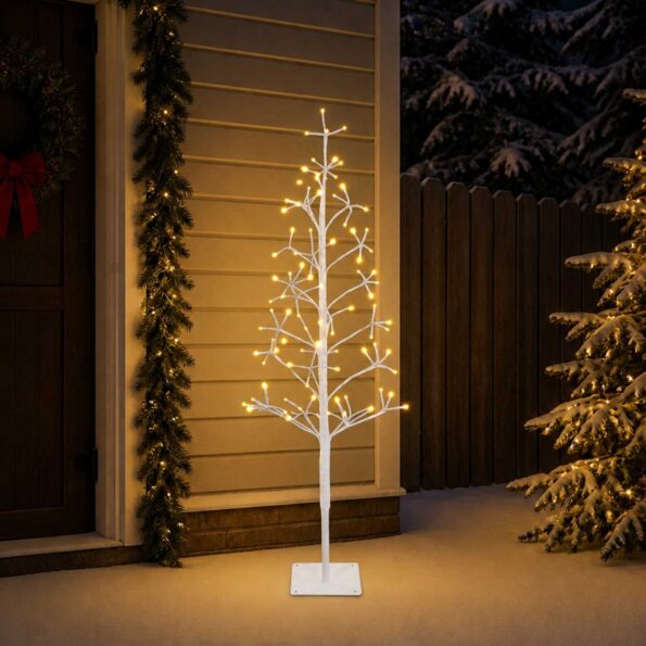 vidaXL LED vianočný stromček Biela 18 x 18 x 150 cm Oceľ 164 LED – Obrázok 3