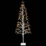 vidaXL LED vianočný stromček Biela 18 x 18 x 150 cm Oceľ 164 LED – Obrázok 4