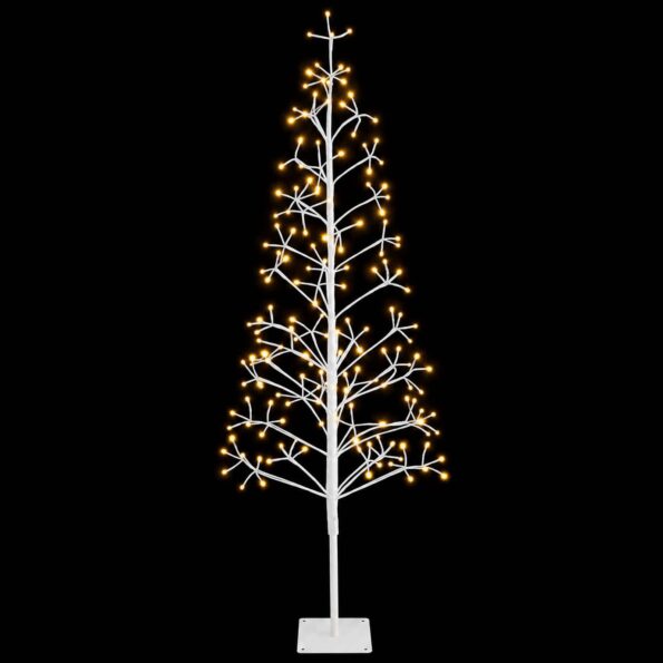 vidaXL LED vianočný stromček Biela 18 x 18 x 150 cm Oceľ 164 LED – Obrázok 4