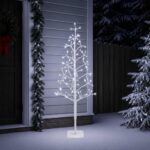 vidaXL LED vianočný stromček Biela 18 x 18 x 150 cm Oceľ 164 LED