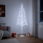 vidaXL LED vianočný stromček Biela 18 x 18 x 150 cm Oceľ 164 LED – Obrázok 3