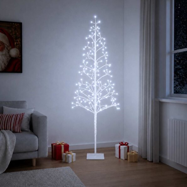 vidaXL LED vianočný stromček Biela 18 x 18 x 150 cm Oceľ 164 LED – Obrázok 3