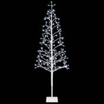 vidaXL LED vianočný stromček Biela 18 x 18 x 150 cm Oceľ 164 LED – Obrázok 4