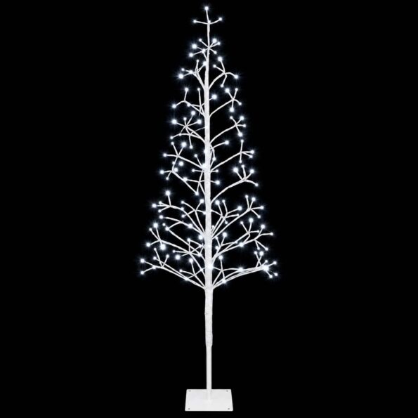 vidaXL LED vianočný stromček Biela 18 x 18 x 150 cm Oceľ 164 LED – Obrázok 4
