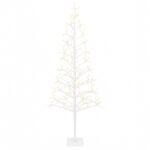 vidaXL LED vianočný stromček Biela 20 x 20 x 180 cm Oceľ 196 LED – Obrázok 2