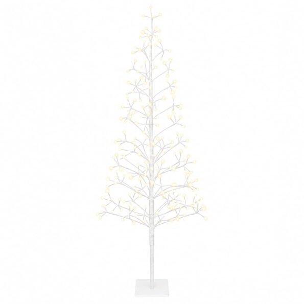 vidaXL LED vianočný stromček Biela 20 x 20 x 180 cm Oceľ 196 LED – Obrázok 2