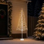 vidaXL LED vianočný stromček Biela 20 x 20 x 180 cm Oceľ 196 LED – Obrázok 3