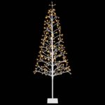 vidaXL LED vianočný stromček Biela 20 x 20 x 180 cm Oceľ 196 LED – Obrázok 4