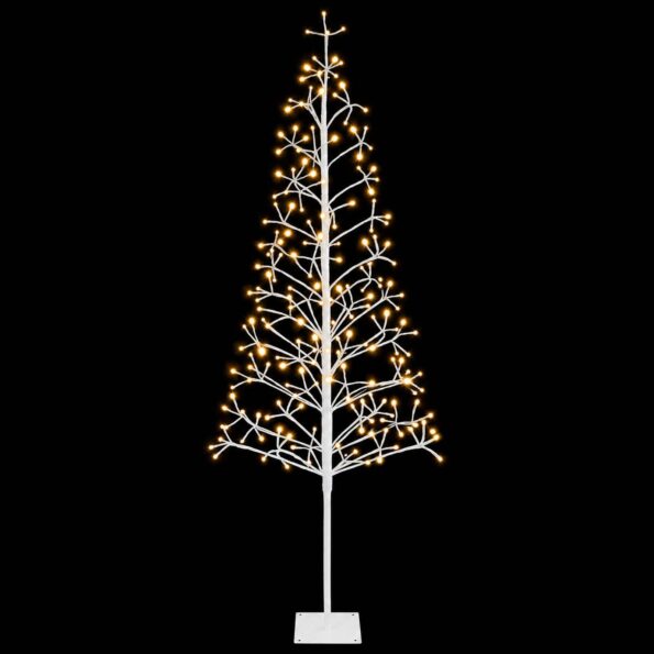 vidaXL LED vianočný stromček Biela 20 x 20 x 180 cm Oceľ 196 LED – Obrázok 4