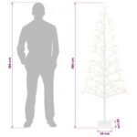 vidaXL LED vianočný stromček Biela 20 x 20 x 180 cm Oceľ 196 LED – Obrázok 7