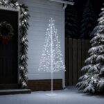 vidaXL LED vianočný stromček Biela 180 cm Oceľ 196 LED