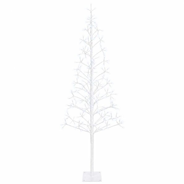 vidaXL LED vianočný stromček Biela 180 cm Oceľ 196 LED – Obrázok 2