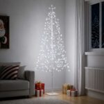 vidaXL LED vianočný stromček Biela 180 cm Oceľ 196 LED – Obrázok 3