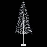 vidaXL LED vianočný stromček Biela 180 cm Oceľ 196 LED – Obrázok 4