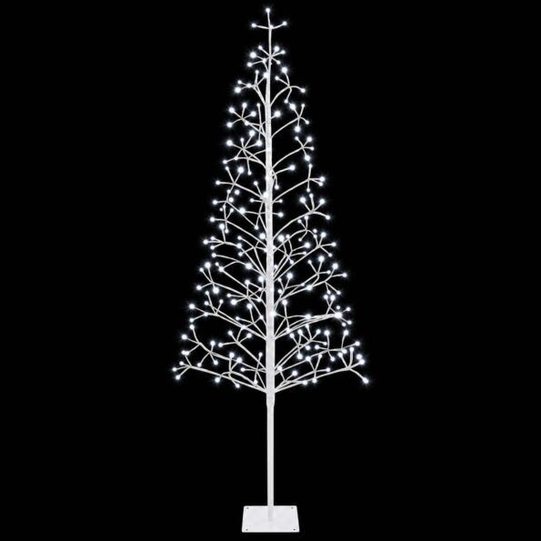 vidaXL LED vianočný stromček Biela 180 cm Oceľ 196 LED – Obrázok 4