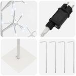 vidaXL LED vianočný stromček Biela 180 cm Oceľ 196 LED – Obrázok 5