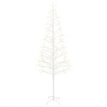 vidaXL LED vianočný stromček Biela 210 cm Oceľ 228 LED – Obrázok 2