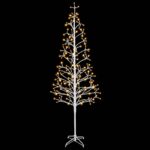 vidaXL LED vianočný stromček Biela 210 cm Oceľ 228 LED – Obrázok 4