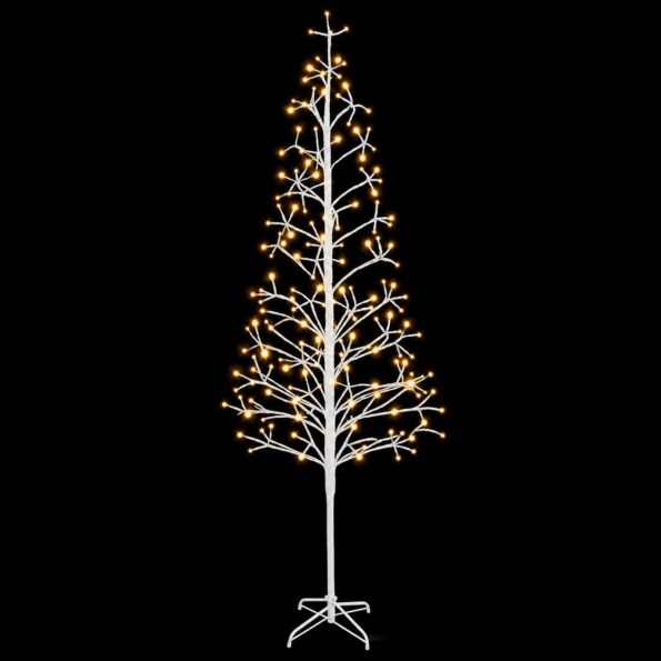 vidaXL LED vianočný stromček Biela 210 cm Oceľ 228 LED – Obrázok 4