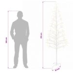 vidaXL LED vianočný stromček Biela 210 cm Oceľ 228 LED – Obrázok 7