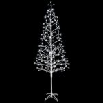 vidaXL LED vianočný stromček Biela 47 x 210 cm Oceľ 228 LED – Obrázok 4