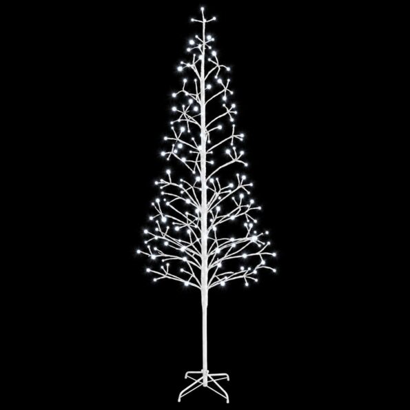 vidaXL LED vianočný stromček Biela 47 x 210 cm Oceľ 228 LED – Obrázok 4
