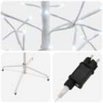 vidaXL LED vianočný stromček Biela 47 x 210 cm Oceľ 228 LED – Obrázok 5