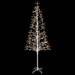 vidaXL LED vianočný stromček Biela 47 x 240 cm Oceľ 268 LED – Obrázok 4