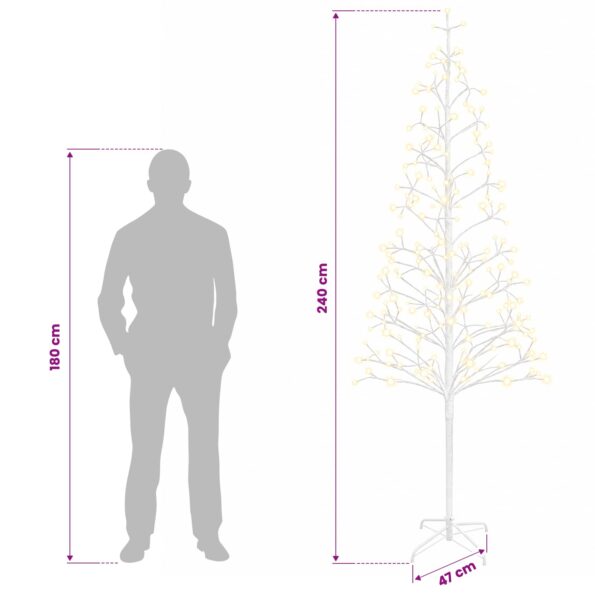 vidaXL LED vianočný stromček Biela 47 x 240 cm Oceľ 268 LED – Obrázok 7