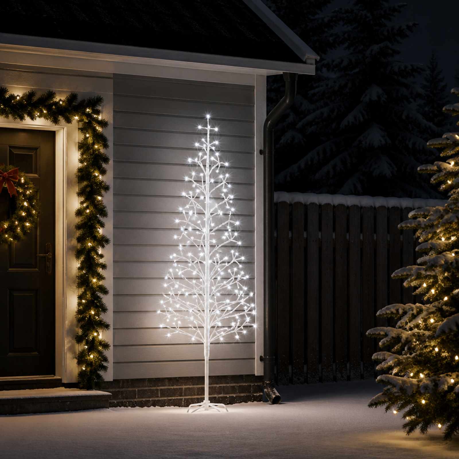 42055324_1.jpg vidaXL LED vianočný stromček Biela 47 x 240 cm Oceľ 268 LED – Obrázok 1