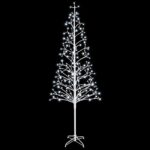 vidaXL LED vianočný stromček Biela 47 x 240 cm Oceľ 268 LED – Obrázok 4