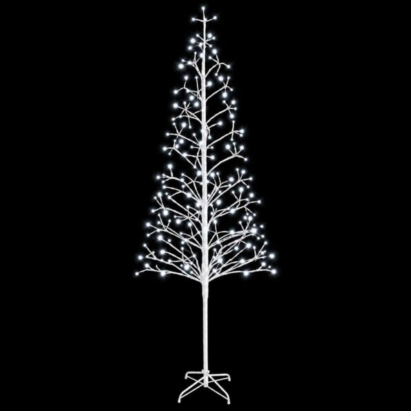 vidaXL LED vianočný stromček Biela 47 x 240 cm Oceľ 268 LED – Obrázok 4