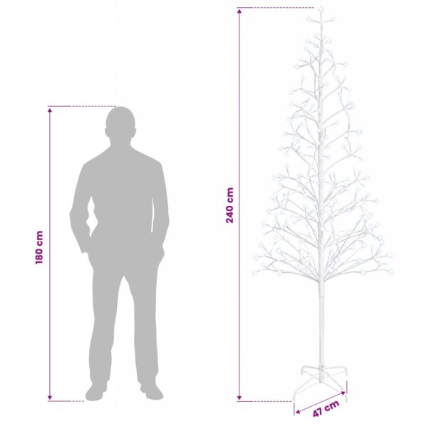 vidaXL LED vianočný stromček Biela 47 x 240 cm Oceľ 268 LED – Obrázok 7
